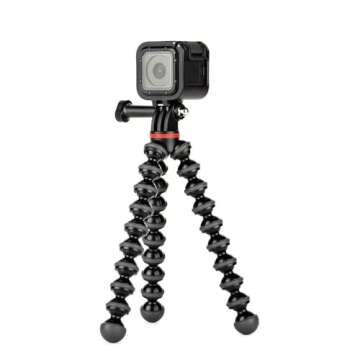 JOBY GorillaPod 500 Action, Tripod for Action Cameras, GoPro and Video Cameras, for Content Creation, Vlogging, Live Streaming, TIK Tok,Black