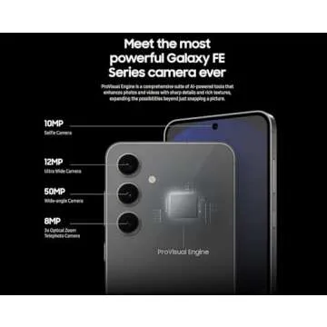 SAMSUNG Galaxy S24 FE AI Phone, 128GB Fully Unlocked Android Smartphone, High-Res 50MP Camera, Long Battery Life, Brighter Display Screen, US Version, 2024, Graphite (Renewed)