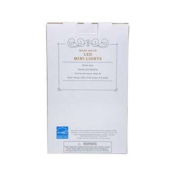 Wondershop LED Christmas Light 20 ft with 60 Warm White Bulbs on Green Wire, Indoor/Outdoor Lighting for Xmas Tree, Parties, Wedding, UL Listed