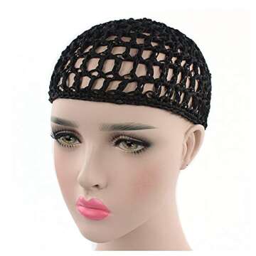 Bettli Thick and Short Hair Net Snoods Women Hair Net for Sleeping Black Pack of 3