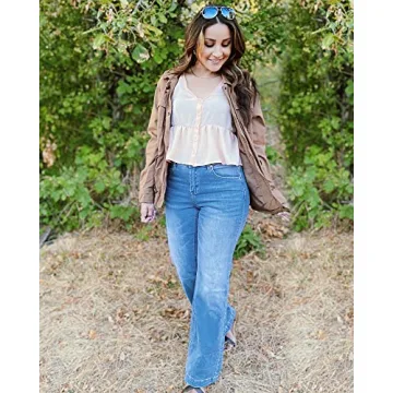 GRAPENT Women's High Rise Flare Jeans Vintage Wash Comfort Fit