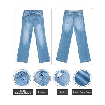 GRAPENT Women's High Rise Flare Jeans Vintage Wash Comfort Fit