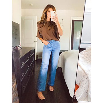 GRAPENT Women's High Rise Flare Jeans Vintage Wash Comfort Fit