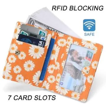Altally Small Women Wallet RFID Blocking Bifold Pocket Wallet Slim Compact Ladies Purse Mini Wallets For Women (Flower)