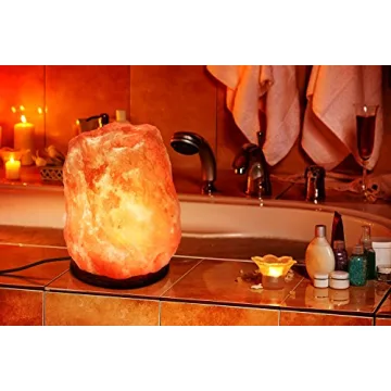 HemingWeigh Himalayan Salt Lamp with Wood Base and Dimmer Control