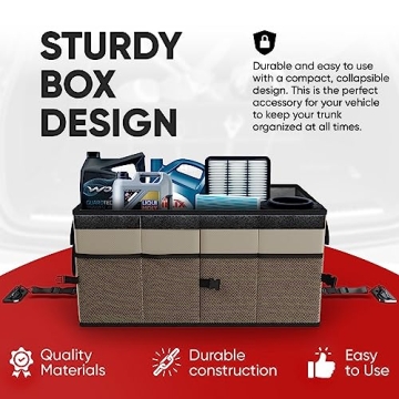 Collapsible Car Trunk Organizer - 65L, Beige