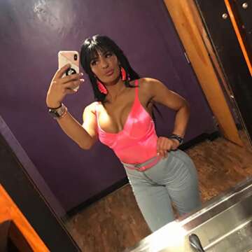 Velius Women's Sexy Deep V Neck Shiny Thong Bodysuit Tank Tops with Underwire (Neon Rose, Medium)