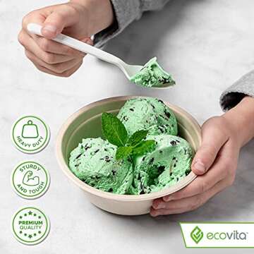 Ecovita 100% Compostable Paper Bowls [12 oz.] – 150 Disposable Bowls Eco Friendly Sturdy Tree Free Liquid and Heat Resistant Alternative to Plastic or Paper Bowls