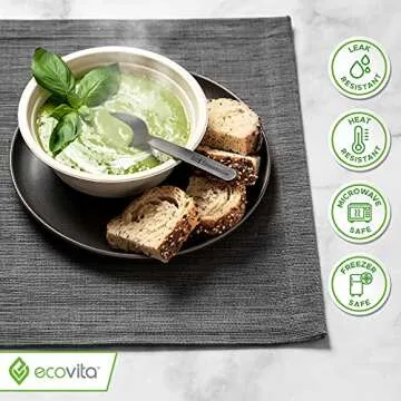 Ecovita 100% Compostable Paper Bowls [12 oz.] – 150 Disposable Bowls Eco Friendly Sturdy Tree Free Liquid and Heat Resistant Alternative to Plastic or Paper Bowls