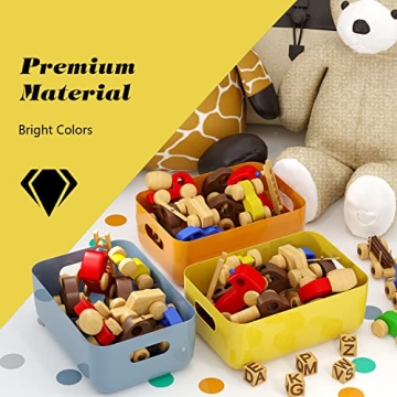 OWill 7 PCS Colorful Plastic Storage Bins for Home Organization