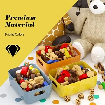 OWill 7 PCS Colorful Plastic Storage Bins for Home Organization