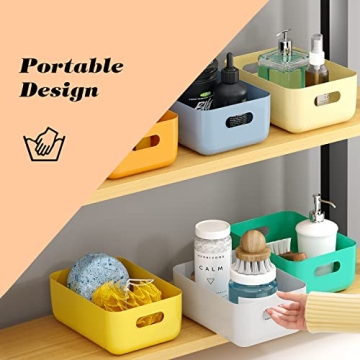 OWill 7 PCS Colorful Plastic Storage Bins for Home Organization