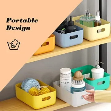 OWill 7 PCS Colorful Plastic Storage Bins for Home Organization
