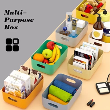 OWill 7 PCS Colorful Plastic Storage Bins for Home Organization