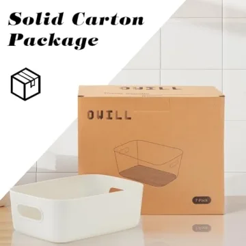 OWill 7 PCS Colorful Plastic Storage Bins for Home Organization