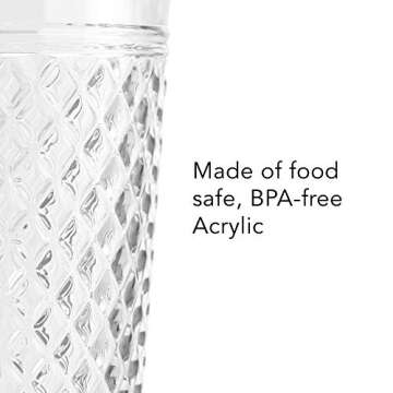 PG Plastic Drinking Glasses 20oz - Set of 4 Clear Acrylic Water Glasses - Plastic Tumblers, Safe & R...