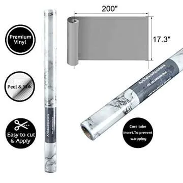 Art3d 200" Marble Contact Paper - Waterproof & Stylish