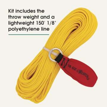 Weaver Arborist Throw Line and Weighted Throw Bag Kit, 150 ft Polyethylene Tree Climbing Rope 16 oz Throw Weight Set, Handcrafted Arborist Equipment
