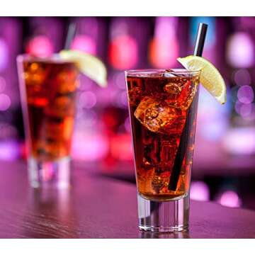 ALINK 100 PCS Black Plastic Boba Straws, 12mm Extra Wide Disposable Smoothie Straws for Bubble Tea, Popping Pearls - 8.5 inch