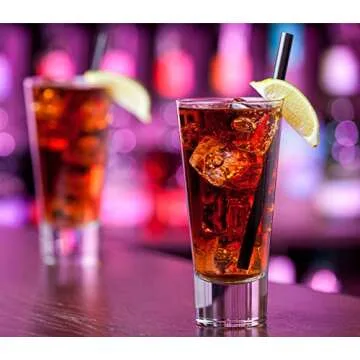 ALINK 100 PCS Black Plastic Boba Straws, 12mm Extra Wide Disposable Smoothie Straws for Bubble Tea, Popping Pearls - 8.5 inch