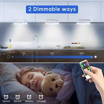 Cshidworld LED Closet Light, 62 LED Motion Sensor Under Cabinet Lights with Remote, Wireless Rechargeable Night Safe Lights Bar Stick-on Anywhere for Counter Cabinet Wardrobe Stairs (3 Packs)