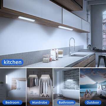 Cshidworld LED Closet Light, 62 LED Motion Sensor Under Cabinet Lights with Remote, Wireless Rechargeable Night Safe Lights Bar Stick-on Anywhere for Counter Cabinet Wardrobe Stairs (3 Packs)