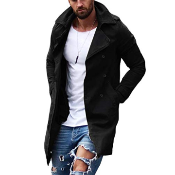 Gafeng Mens Double Breasted Trench Coat for Style