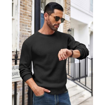 COOFANDY Men's Stylish Waffle Sweater for All Occasions