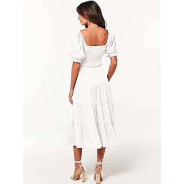 ANRABESS Women's Summer Midi Dress - Puff Short Sleeve