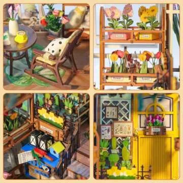 Book Nook Kits for Adults, Miniature House Dollhouse Kit for Teens, DIY Crafts for Adults, Bookshelf Decor Garden House with LED Light, Gifts for Family and Friends