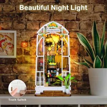 Book Nook Kits for Adults, Miniature House Dollhouse Kit for Teens, DIY Crafts for Adults, Bookshelf Decor Garden House with LED Light, Gifts for Family and Friends