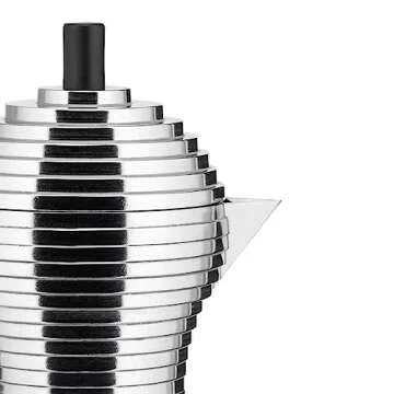 Alessi MDL02/3 B Pulcina Stove Top Espresso 3 Cup Coffee Maker in Aluminum Casting Handle And Knob in Pa, Black