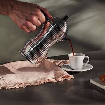 Alessi MDL02/3 B Pulcina Stove Top Espresso 3 Cup Coffee Maker in Aluminum Casting Handle And Knob in Pa, Black