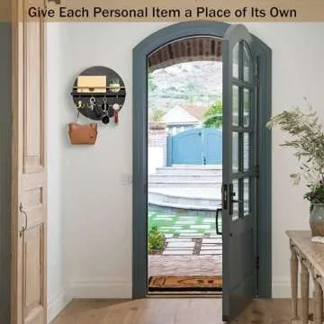 dreampossible Key Holder for Wall Decorative with Shelf and Hooks, Mail Organizer Wall Mount with Su...