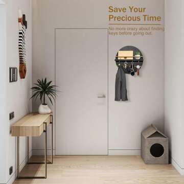 dreampossible Key Holder for Wall Decorative with Shelf and Hooks, Mail Organizer Wall Mount with Sunglasses Holder, Circular Design Entryway Key Rack Hanger, Rustic Home Decor Boho Wall Decor