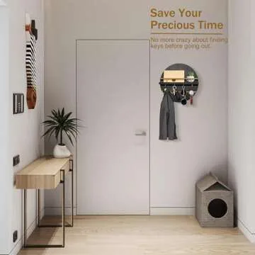 dreampossible Key Holder for Wall Decorative with Shelf and Hooks, Mail Organizer Wall Mount with Sunglasses Holder, Circular Design Entryway Key Rack Hanger, Rustic Home Decor Boho Wall Decor