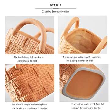 Ceramic Vase, Small Modern Flower Vase for Home Decor, Handbag Collection Creative Ceramic Floral Vase for Centerpieces, Flower Arrangement Decoration Shooting Props (Orange)