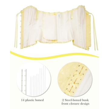 Vrapo Elfin Yellow Corset Top - Overbust Lace Up Shapewear