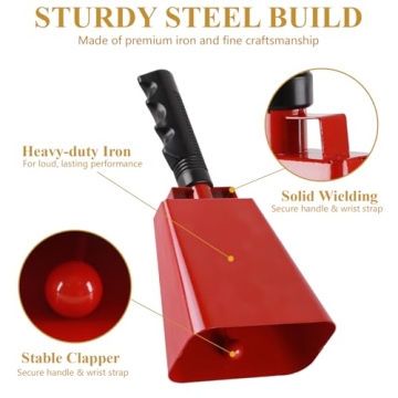 Cyrico 10-Inch Cow Bells Set for Sports Events & Celebrations