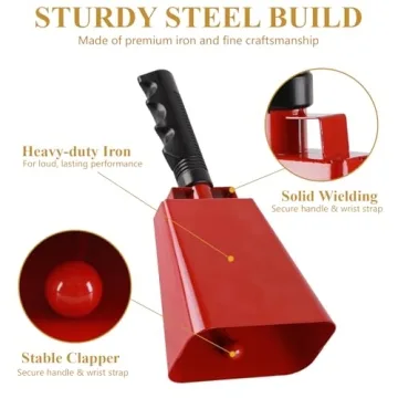 Cyrico 10-Inch Cow Bells Set for Sports Events & Celebrations