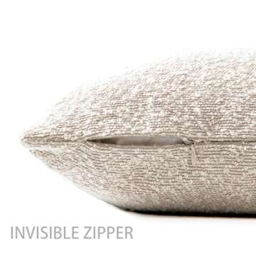 EIHU HOME Boucle Decorative Throw Pillow Covers - Set of 2 Beige 20x20 inches