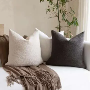 Chic EIHU HOME Boucle Decorative Throw Pillow Covers Set of 2