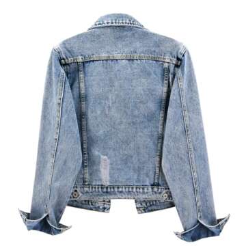 Kedera Denim Jacket for Women Distressed Jean Jackets Button Up Vintage Western Trucker Jacket