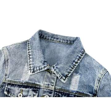 Kedera Women Distressed Denim Jacket Stylish Vintage Look