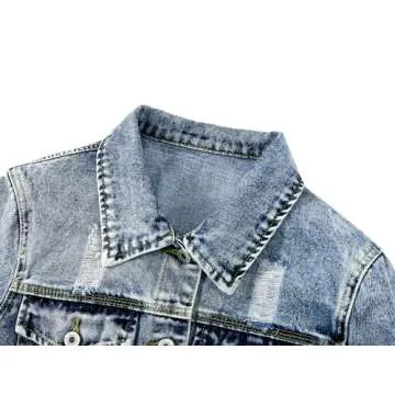 Kedera Women Distressed Denim Jacket Stylish Vintage Look