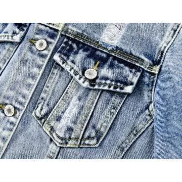 Kedera Women Distressed Denim Jacket Stylish Vintage Look