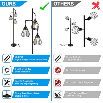 Lakumu Industrial Tree Floor Lamp for Living Room Elegance