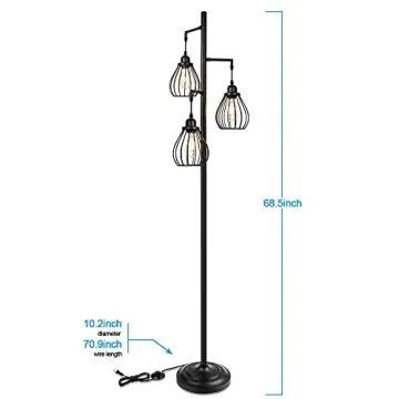 Lakumu Industrial Tree Floor Lamp for Living Room Elegance