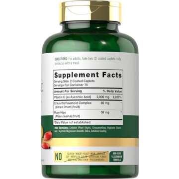 Carlyle Vitamin C 2000mg | with Rose HIPS | 150 Caplets | Vegetarian, Non-GMO, Gluten Free Supplemen...