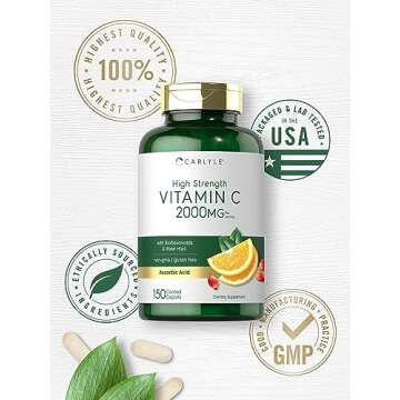 Carlyle Vitamin C 2000mg | with Rose HIPS | 150 Caplets | Vegetarian, Non-GMO, Gluten Free Supplement